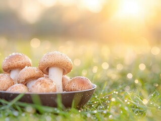 Sticker - Mushrooms in the Morning Dew.