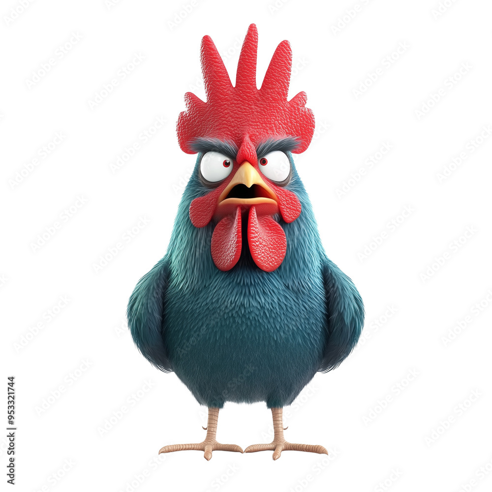cute 3d character angry rooster isolated transparent background Stock ...