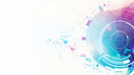 Wall Mural - a vector background smart use of technology. mostly white space with colourful graphics around the e