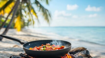 Sticker - Cooking on the Beach.