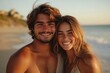 © Visual Venture - Beautiful young couple smiling on a summer day at the beach, Generative AI