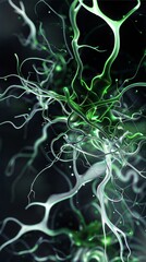 Poster - Neural Network Art: Abstract Green and White Neural Connections Visualization