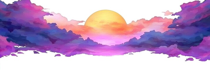 Wall Mural - Watercolor Sunset Cloudscape