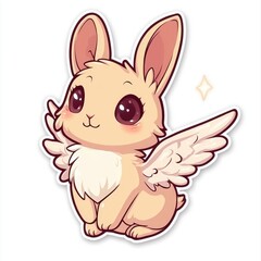 Wall Mural - Cute Cartoon Bunny with Wings