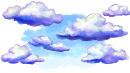 Poster - Watercolor Clouds in a Blue Sky