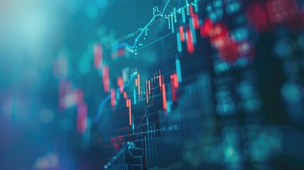Poster - A blurry photo of a stock market display showing various financial data and charts