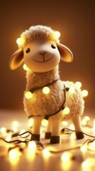 Sticker - Adorable Sheep with Fairy Lights