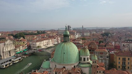 Wall Mural - Aerial View of Venice, Italy Featuring Iconic Domes and Scenic Cityscape Across the Canal