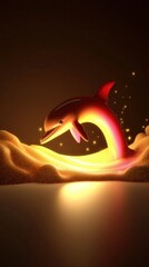 Canvas Print - Dolphin leaping out of the glowing sand