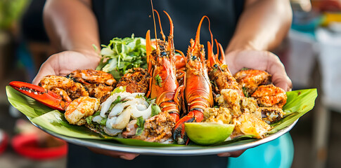 Wall Mural - Plate full of sea food commercial advertising photo