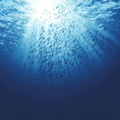 Poster - Underwater School of Fish with Light Rays