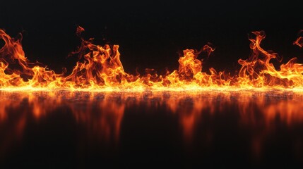 Poster - Flames Reflecting on a Black Surface