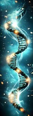 Sticker - Glowing DNA Double Helix in Space.