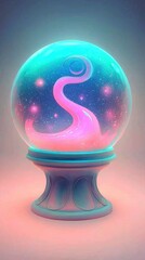 Sticker - Mystical Glass Sphere with Glowing Swirl and Stars