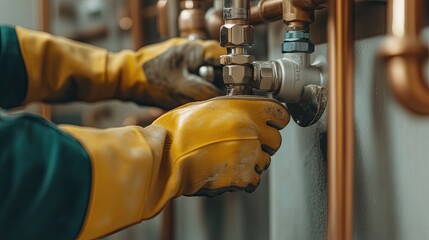 Close-up of a plumber's hands working with pipes and tools, representing the plumbing industry in action