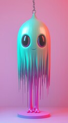 Wall Mural - Drippy Cartoon Character with Big Eyes