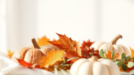 Wall Mural - Autumn Pumpkins and Leaves