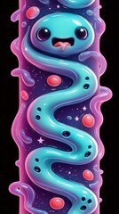 Wall Mural - Cute Cartoon Worm in Space