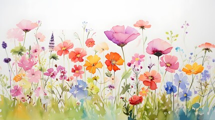 Ink and watercolor sketch of a wildflower meadow, capturing the natural beauty and spontaneity of the scene.