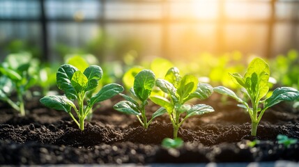 Poster - AI-powered system optimizing the distribution of nutrients to plants in a vertical farm ensuring even growth across all crops Stock Photo with copy space