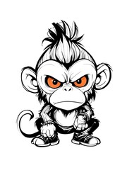 Sticker - Angry Cartoon Monkey Illustration