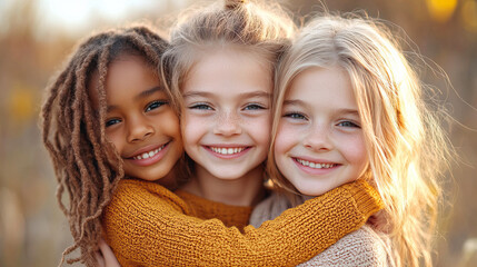 International Hug Day: little girls embracing each other Love and friendship day celebrating the power of kindness and human connection