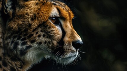 Wall Mural - A close-up shot of a cheetah's face, showing its distinctive features and markings