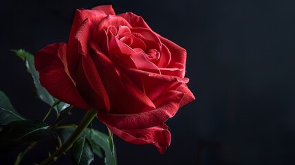 Wall Mural - Single Red Rose Against a Dark Background