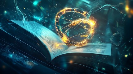 Canvas Print - Open Book with Glowing Symbol.