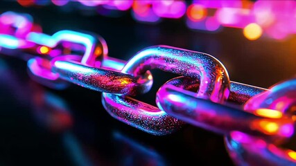 A glowing chain, concept of security and strength