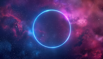 Wall Mural - A glowing purple circle in the sky with stars surrounding it