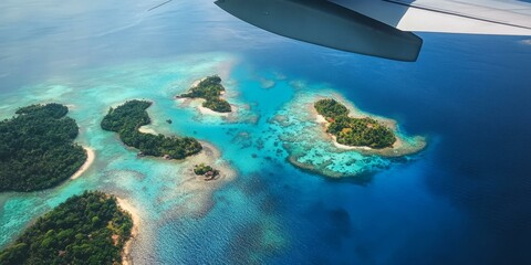 Wall Mural - Aerial view of tropical islands and blue ocean.