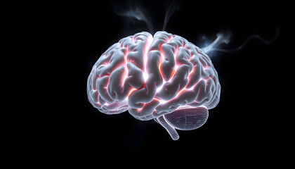 Right brain side concept isolated with white highlights, png