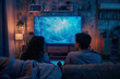 © Mutimul - A man and woman are sitting on a couch in front of a television,, generative ai image,