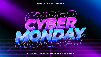 Canvas Print - 3d cyber monday gradient glitch text style effect template editable text effect