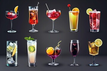 Wall Mural - A selection of colorful and tasty cocktails, perfect for parties or special occasions