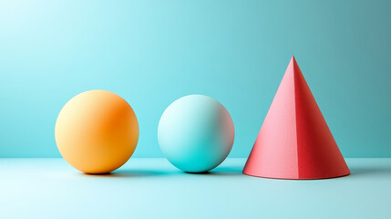 Poster - The background is a simple, flat plane of solid blue color. There are no additional elements or distractions, ensuring that the focus remains entirely on the geometric shapes and their arrangement.