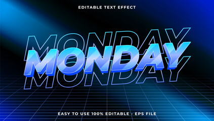 Poster - 3d monday gradient glitch text style effect template editable text effect