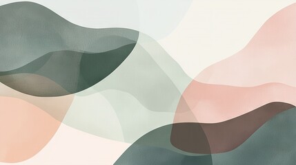 Canvas Print -   An abstract artwork featuring varying hues of green, pink, and brown on a white canvas with a black frame