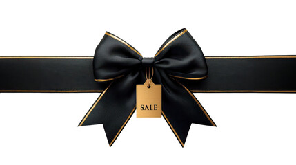 Wall Mural - black friday sale. black ribbon bow isolated on white transparent