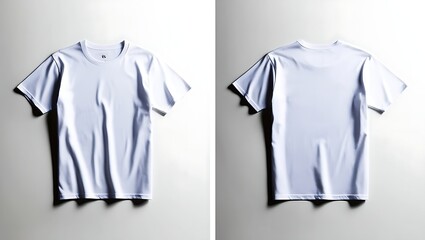 White shortsleeved tshirt ideal for mockups, designs, fashion websites, and advertising campaigns. Front and back view on white background.