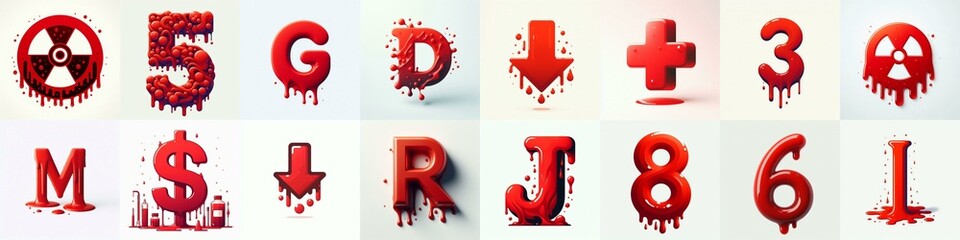 Red Lettering Typeface. AI generated illustration