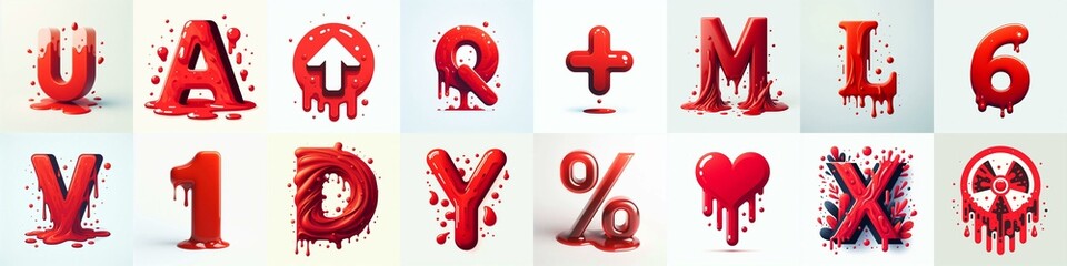 Red Lettering Typeface. AI generated illustration