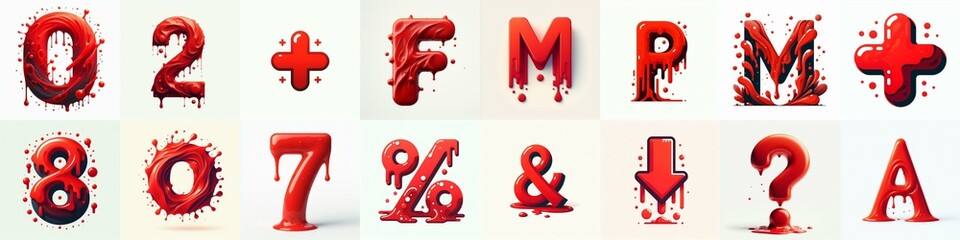 Red Lettering Typeface. AI generated illustration