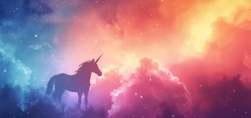 Canvas Print - Mystical Unicorn Silhouette Against a Starry Sky