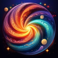 Wall Mural - background with space, celestial swirl: a colorful spiral galaxy cutout, spiral galaxy in space, spi