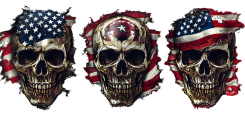 Poster - gothic coat of arms with skull and bandanna american flag, 