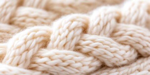 A chunky knit stitch in a gentle cream color adding dimension and warmth to this luxurious sweater.