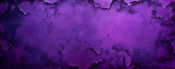 Wall Mural - Dark purple halloween background and dark border vignette with old distressed peeling paint grunge on vintage metal or stone texture