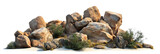 Set of massive boulders in a dry desert landscape, cut out